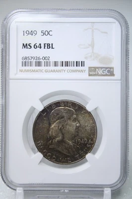 1949 Franklin Half Dollar 50C NGC MS64 FBL #6002 - Image 1 of 4