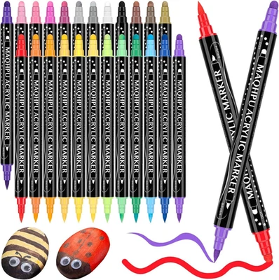 Maqhpu 24 Farben Acrylstifte, Acrylstifte Für Steine Wasserfest, Steine Zum Bema