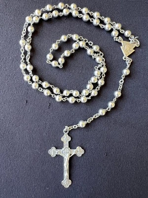 Rosario y crucifijo vintage de plata de ley de 15,5" hecho en Italia Foto 1 de 4