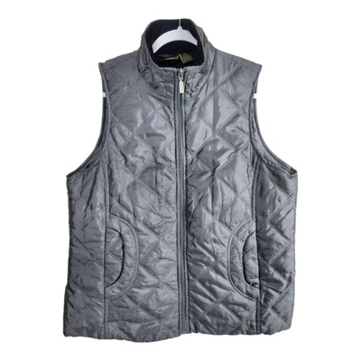 Chaleco Acolchado Laura Ashley Plateado/Gris De Colección Mediano Cremallera Completa Informal Bolsillos Abullonados Foto 1 de 4