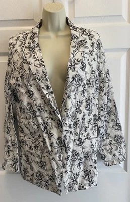 Joie Womens 100% Linen Blazer Jacket White Black Floral Luxe Classic Minimal M - Image 1 of 4
