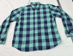Camisa Untuckit Para Hombres XL Camisa Verde Azul Teal Cuadros Búfalo Manga Larga Abotonada - Imagen 1 de 8