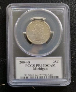 2004-S Proof Michigan State Quarter - Graded PR69 DCAM by PCGS - Picture 1 of 4
