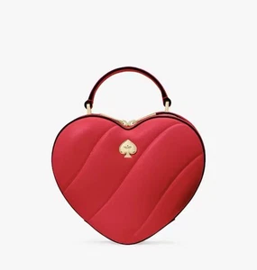 New Kate Spade New York Love Shack Quilted 3D Heart Crossbody Ruby Red - Picture 1 of 5
