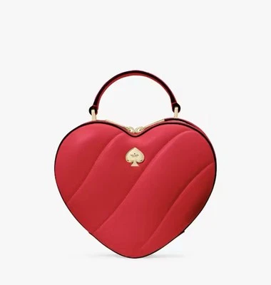 New Kate Spade New York Love Shack Quilted 3D Heart Crossbody Ruby Red - Image 1 of 4