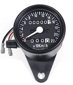 Minitacho Tacho Tageszähler 60mm Schwarz Chrom 2:1 für Honda Yamaha Chopper KM/h - Picture 1 of 3