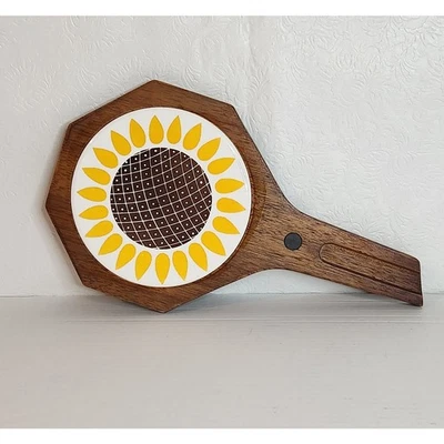 向日葵拼盘墙饰 13 英寸复古木质瓷砖 — 第 1/4 张图片