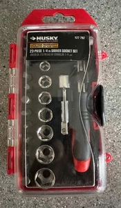 NUEVO Husky 23 piezas 1/4" juego de enchufes de conductor práctico kit de viaje - Imagen 1 de 3