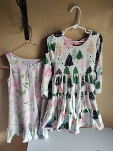 Sweet Honey Lot Of 2 Girl's Boho Jersey Knit Dresses Sz 6-Twirly Ruffles Casual - Picture 1 of 8