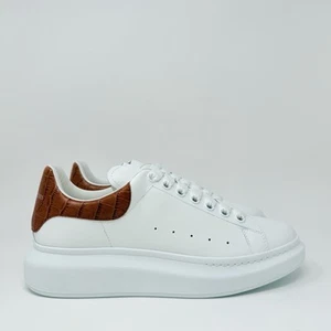Sneakers Alexander McQueen da uomo Croc Tab taglia 9 US/42 EU bianco marrone cedro - Foto 1 di 10
