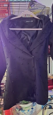 Boohoo Women's Black Pearl Blazer Jacket Size 2 - Image 1 of 4