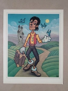 1980s Odd MICHAEL JACKSON Caricature Cartoon Castle Art Vintage Poster Print Ad - Picture 1 of 1