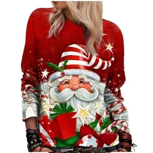 New Santa Claus Christmas Holiday Shirt Long Sleeve Women's Size XL - Picture 1 of 6