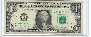 Banconota da $1 fantasia da un dollaro TRINARY 4 of a Kind 2s G29002922B freschezza: 97,3% - Foto 1 di 3