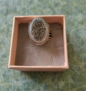 Druzy Quartz Sterling Silver Ring - Picture 1 of 6