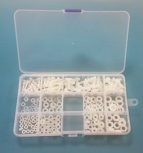 Nylon 66 Kunststoff Schrauben, Unterlegscheiben, Muttern sortiert Set/Kit 210tlg verpackt M3 - M6 - Bild 1 von 4