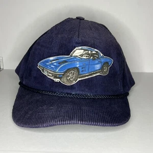 Vintage Distressed Corduroy SnapBack Hat Cap Corvette 1968 Patch One Size - Picture 1 of 9