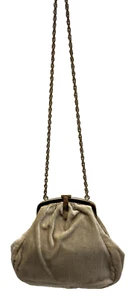 Vintage Cara Evening Bag Cream Corduroy Purse USA Gold Chain Shoulder Clutch - Picture 1 of 14