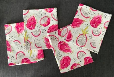 NEW Handmade 100% COTTON DINNER NAPKINS SET of 4 Size 21" X 17" Dragon Fruit - Image 1 of 4