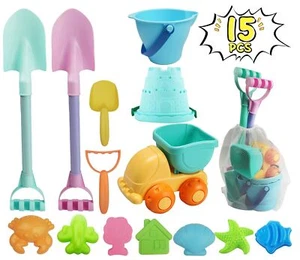 IOKUKI Long Shovels Sand Toys Set with Mesh Bag Including Dump Truck Beach Bu... - Picture 1 of 7