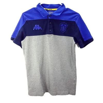 Boy's Kappa Leeds United soccer team Blue Grey Polo Shirt Cotton Sz M - Image 1 of 4