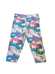 Boden Leggings Girls XL14 Rainbow Unicorn Fantasy Cotton Colorful Cropped - Picture 1 of 3