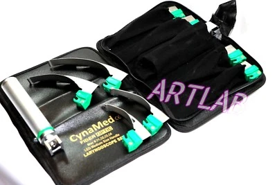 CONJUNTO DE 4 LÂMINAS DE INTUBAÇÃO LARINGOSCÓPIO DE FIBRA ÓPTICA 1,2,3,4 + CABO MÉDIO - Imagem 1 de 4