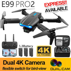 3 Batteries E99 Pro Drone X HD Selfie Camera WIFI FPV GPS Foldable RC Quadcopter