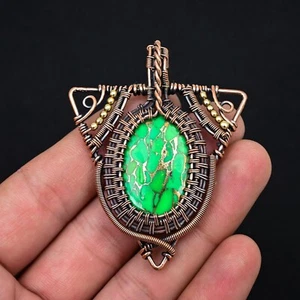 Colgante de cobre turquesa piedras preciosas envuelto en alambre de cobre hecho a mano joyería regalo para - Imagen 1 de 4