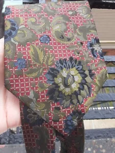 Valentino Cravatte Italy Men 100% Silk Tie Multicolor Floral Plaid Blue Burgundy - Picture 1 of 23