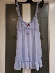 Ladies Blue And White Polka Dot Baby Doll Set Size Medium - Picture 1 of 7