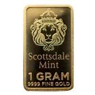 1 Gram Gold Bar By Scottsdale Mint .9999 Gold Bullion "prepper Gold" #a551