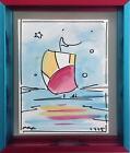 Peter Max, Sailing at Night, Watercolor and Marker on Paper, signed l.L