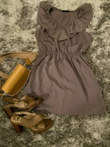 Forever 21, Khaki, Ruffle Mini Dress Womens Size Medium,Ladies Fashionable Sexy - Picture 1 of 3