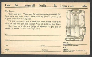 Ca 1921 Warren Pa New Process Co Madras Shirts Checklist Of Sizes & Dimensions  - Picture 1 of 1