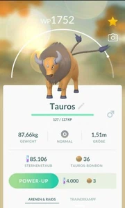 ➡️ Pokémon Tauros Go regionales Pokemon Pokedex #128 1. Generation Tausch Kanto - Picture 1 of 1
