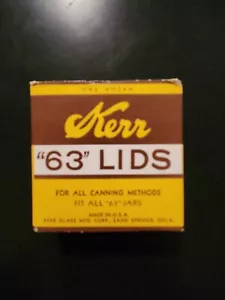 Vintage Kerr "63" Lids BOX OF 12 All Canning Methods Fits All 63 Jar J1 - Picture 1 of 5