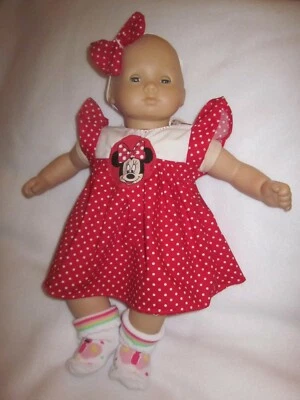 Bitty Baby doll clothes/red polka dot dress/headband