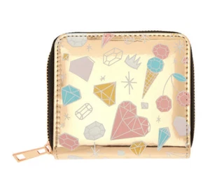 Claire’s Diamond Doodle Print Mini Zip Wallet in Rose Gold New with Tags - Picture 1 of 2