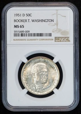 1951 D Washington-Carver Commemorative Silver Half Dollar MS 65 NGC 50C US COIN - Image 1 of 4