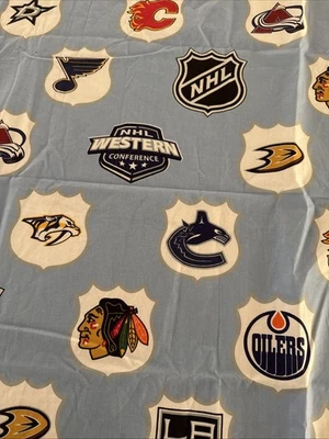 Pottery Barn PB Teen NHL Hockey Team Logos Full Flat Sheet 2 Standard Pillowcase - Image 1 of 4