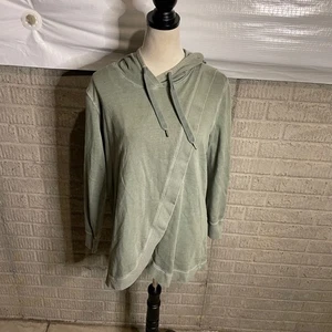 Old Navy Maternity Nursing Hoodie Top Sage Green Cross Front Detail Medium - Picture 1 of 4