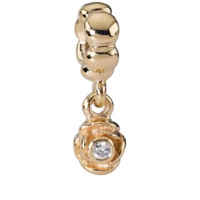 PANDORA 14K GOLD Diamond Bloom Dangle Charm 750359D - Image 1 of 4