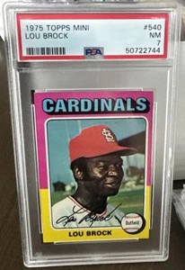 1975 Topps Mini #540 Lou Brock PSA 7 NM Cardinals - Picture 1 of 2