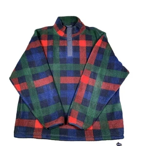 Chaqueta Van Heusen Para Hombre XL Cuadros Gruesa Polar Pullover 1/4 Cremallera EE. UU. - Imagen 1 de 14