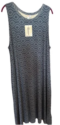 Vestido sin mangas LuLaRoe 2XL CHARLOTTE bolsillos azul estampado geométrico Foto 1 de 4