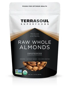 Raw Unpasteurized Organic Almonds (Sproutable), 2 lbs - Picture 1 of 5