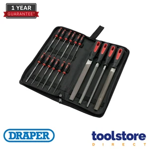 Draper Engineers Hand/Needle File Tool Set with Black Canvas Carrying Case 16 Pc - Picture 1 of 3