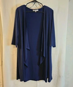 Lapis & Lillies Women's Cardigan Open Front Lightweight Shoulder Pads Blue Large - Picture 1 of 11