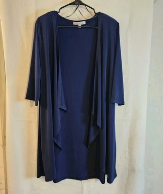 Cardigã feminino Lapis & Lillies frente aberta leve ombreiras azul grande - Imagem 1 de 4